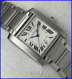 Cartier Tank Francaise Guilloche Dial 28mm Steel Automatic Gents Watch 2302