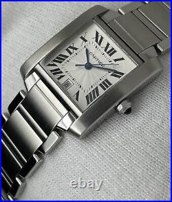 Cartier Tank Francaise Guilloche Dial 28mm Steel Automatic Gents Watch 2302