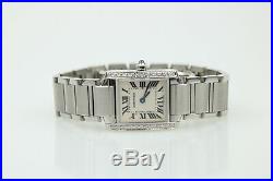 Cartier Tank Francaise Ladies Stainless Steel Watch Custom Diamond Shoulders