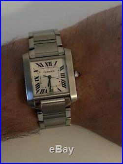 Cartier Tank Francaise Large Automatic Stainless Steel Men's Watch W51002Q3