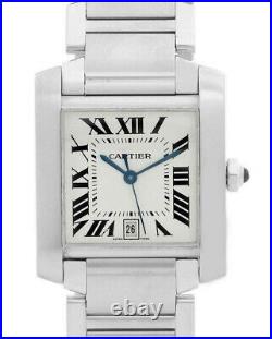 Cartier Tank Francaise Large Steel Silver Roman Dial Automatic Watch 2302