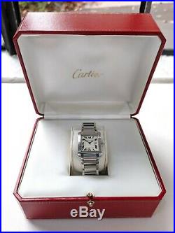 Cartier Tank Francaise Medium Unisex Quartz Date Watch Steel Bracelet 474829CE