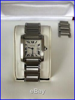 Cartier Tank Francaise Midsize 2465 Stainless Steel boxed and purchase proof