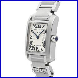 Cartier Tank Francaise Midsize Quartz Steel Ladies Bracelet Watch Date W51011Q3