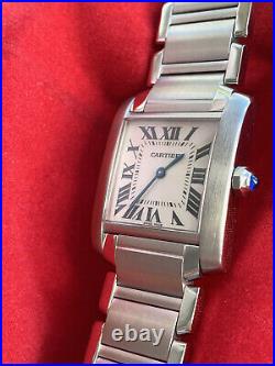 Cartier Tank Francaise Midsize Watch 25mm Stainless Steel Quartz Watch Ref 2301
