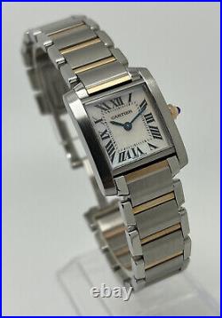 Cartier Tank Francaise Quartz Ladies Watch Steel & Rose Gold MOP Dial 20mm 2384