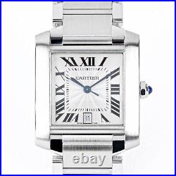 Cartier Tank Francaise Ref. 2302 Automatic Steel Watch & Box 28mm x 35mm