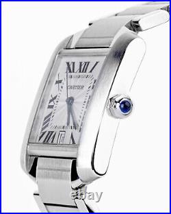 Cartier Tank Francaise Ref. 2302 Automatic Steel Watch & Box 28mm x 35mm
