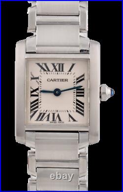 Cartier Tank Francaise Stainless Steel 20mm Quartz Ladies Watch withBox 2384