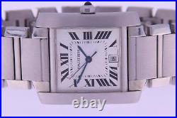 Cartier Tank Francaise Stainless Steel Automatic Watch Sunburst Ref 2302