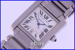 Cartier Tank Francaise Stainless Steel Automatic Watch Sunburst Ref 2302