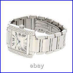 Cartier Tank Francaise Stainless Steel Diamond Set Dial Watch 2302