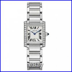 Cartier Tank Francaise Steel 20 x 25 mm Quartz Diamonds Watch W4TA0008 Complete