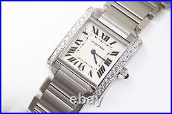 Cartier Tank Francaise Steel Ladies Quartz Midsize Diamond Watch Medium 2301