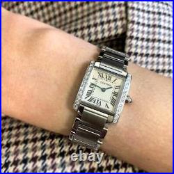 Cartier Tank Francaise Steel Ladies Watch Diamond Set 2384 Papers RW0472 (2005)