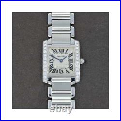 Cartier Tank Francaise Steel Ladies Watch Diamond Set 2384 RW0495