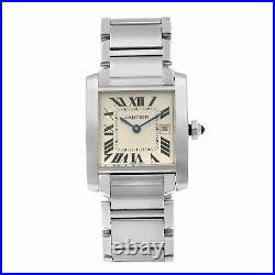Cartier Tank Francaise Steel Silver Roman Dial Quartz Midsize Watch W51011Q3