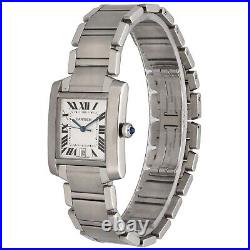 Cartier Tank Francaise Steel Watch 28mm Case White Dial With 20cm Strap