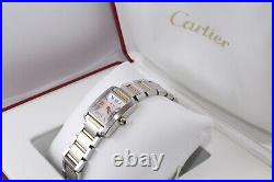 Cartier Tank Francaise Watch 2384 18K RG SS MOP Box Booklet 7 With Extra Links