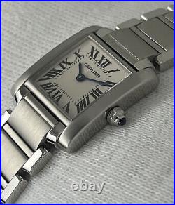 Cartier Tank Francaise White Dial Quartz Steel Ladies Watch 20mm 2384 Serviced