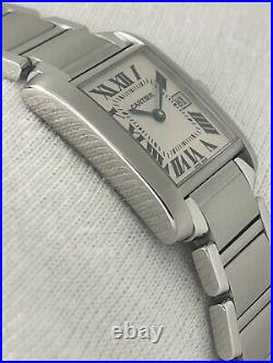 Cartier Tank Francaise White Dial Quartz Steel Ladies Watch 25mm 2465 Serviced