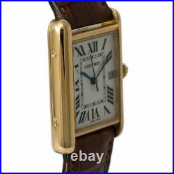 Cartier Tank Louis 2441 Men's Quartz Watch 18K Yellow Gold off White Dial 26MM