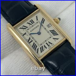 Cartier Tank Louis Jumbo Gents Date 18ct Yellow Gold White Dial Rare 2441