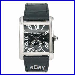 Cartier Tank MC 3589 W5330004 Stainless Black Dial Men's Automatic Watch 34mm