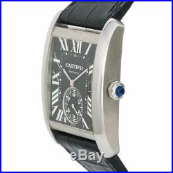 Cartier Tank MC 3589 W5330004 Stainless Black Dial Men's Automatic Watch 34mm