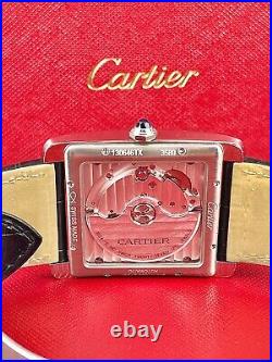 Cartier Tank MC Men's Watch Silver 44mm x 34.2mm Iced Out 2ct Diamonds Ref 3589