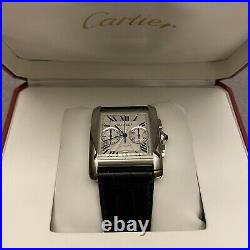 Cartier Tank MC Silver Dial Automatic Chronograph Mens Watch W5330007 NO RESERVE