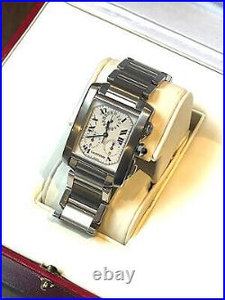 Cartier Tank Mens Watch Francaise 2303 XL Chronoflex 28x36mm Quartz