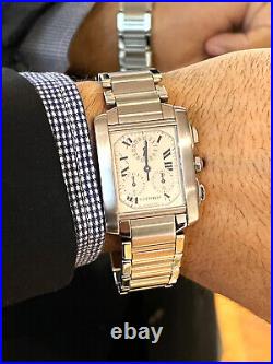 Cartier Tank Mens Watch Francaise 2303 XL Chronoflex 28x36mm Quartz