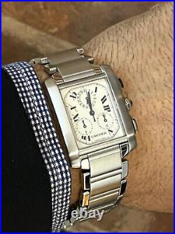 Cartier Tank Mens Watch Francaise 2303 XL Chronoflex 28x36mm Quartz