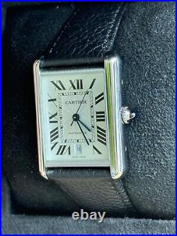 Cartier Tank Must XL Automatic Steel watch w Date WSTA0040 31mm Calf Skin Band