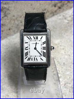 Cartier Tank Solo Large 3169 Watch Stainless Steel Leather Band