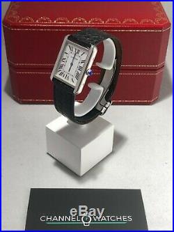 Cartier Tank Solo Mens Stainless Steel on Leather watch Medium size Pre Owned