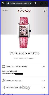 Cartier Tank Solo Pink W5200000 Quartz new battery Mint Only Watch