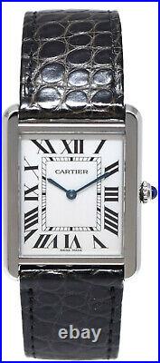 Cartier Tank Solo Stainless Steel Mens Quartz Watch on Strap 2715 WSTA0028