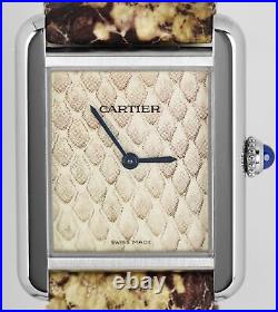 Cartier Tank Solo Stainless Steel Python Pattern 24mmX30mm Leather 3170 Watch