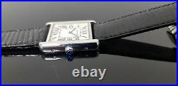 Cartier Tank Solo Stainless Steel Watch on Leather Watch Strap. Box and Papers
