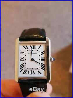 Cartier Tank Solo Watch, large with box, authenticity papers and Cartier Kit