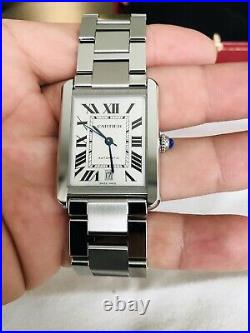 Cartier Tank Solo XL Automatic Silver Dial Men's Watch W5200028 Warranty 12/27