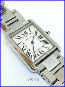 Cartier Tank Solo XL Mens 2018 model in Stainless Steel 3169 + Box & Papers