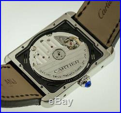 Cartier Tank Solo XL, Ref 3800, Mens, Stainless Steel, Automatic, Black Leather
