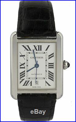 Cartier Tank Solo XL Stainless Steel Automatic Silver Roman Watch 3515 WSTA0029