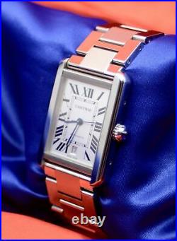 Cartier Tank Solo XL Stainless steel Watch withDate & BOX