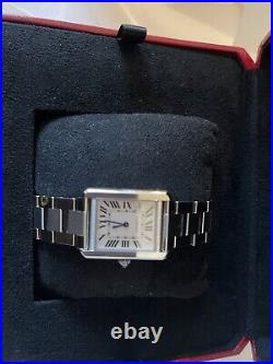 Cartier Tank White Women's Stainless Steel Bracelet Watch (with Box & Certs)