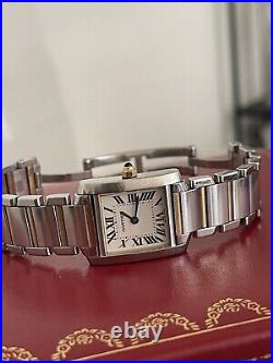 Cartier Tank White Women's Stainless Steel/Yellow Gold Bracelet Watch 2384