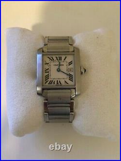Cartier W51008Q3 Tank Française Stainless Steel Quartz Woman's Watch Silver